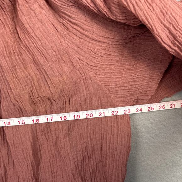Tory Burch Linen Blend Ruffle Gauze Blouse Wood Rose Size S NWT Designer - Picture 4 of 10